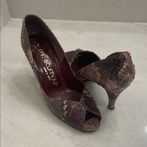 Vintage Stuart Weitzman Snakeskin Peep-Toe Heels